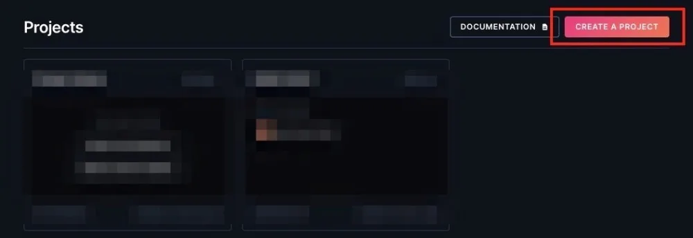 2023年当時の画面。CREATE A PROJECTのボタン
