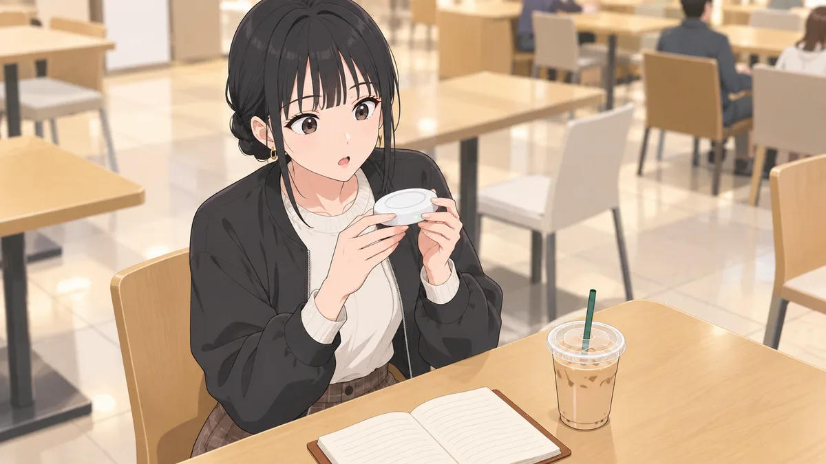 昼のショッピングモールのフードコートで、席に着いたとたんに光りだした呼び出しベルを、伊緒が両手で持ち上げて「え、もう？」と目を丸くしている